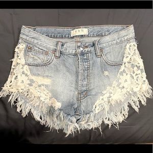 Free people lace denim shorts